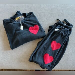 NEW W/ TAGS SET aviator nation heart stitch MATCHING SET S/M